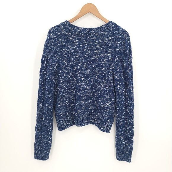 Goodthreads Chunky Cable Knit Cardigan Sweater 3-Button Navy Blue Preppy NWT - Picture 2 of 12